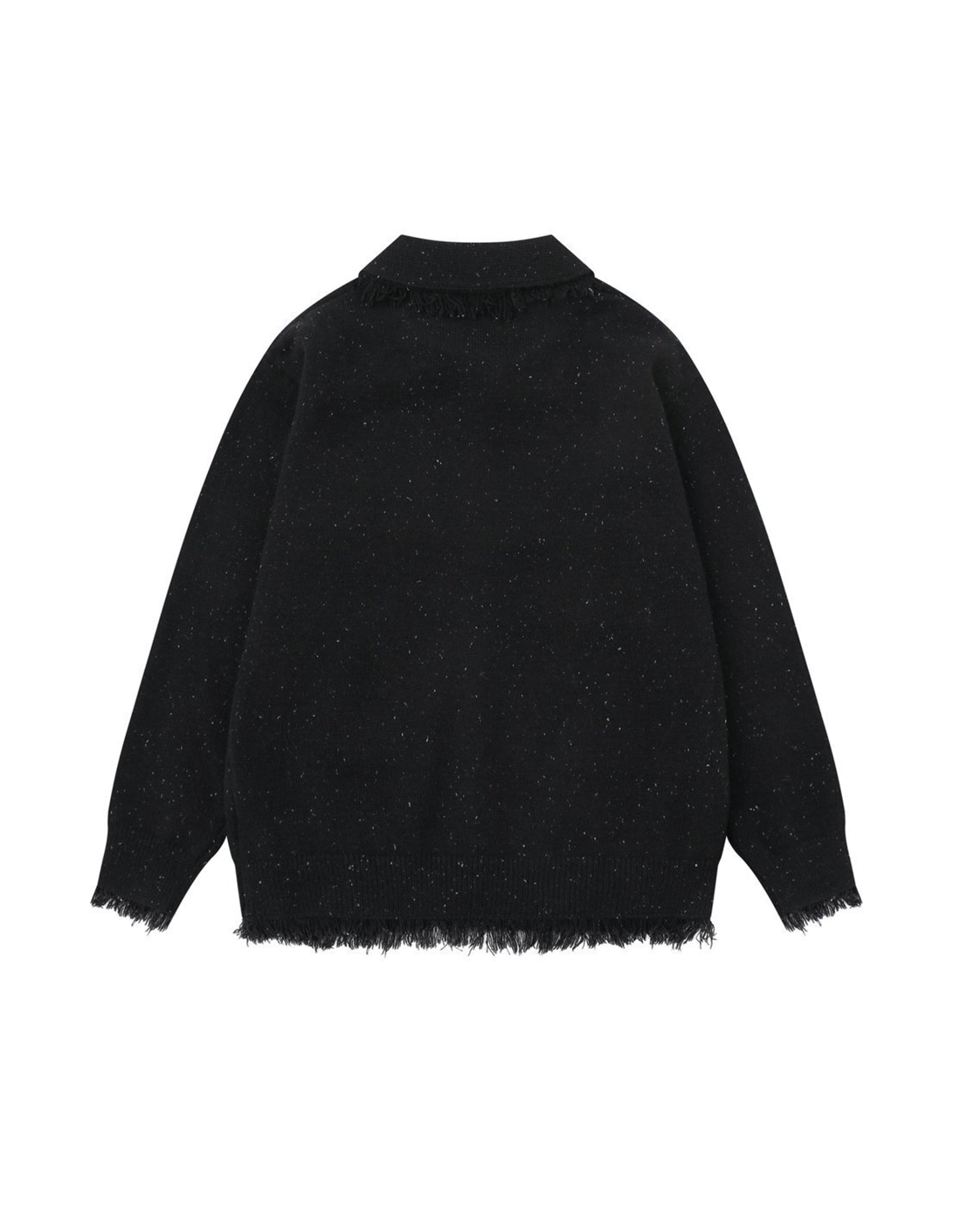 BAKYARDER Vintage Raw Edge Lapel Casual Cardigan Sweater