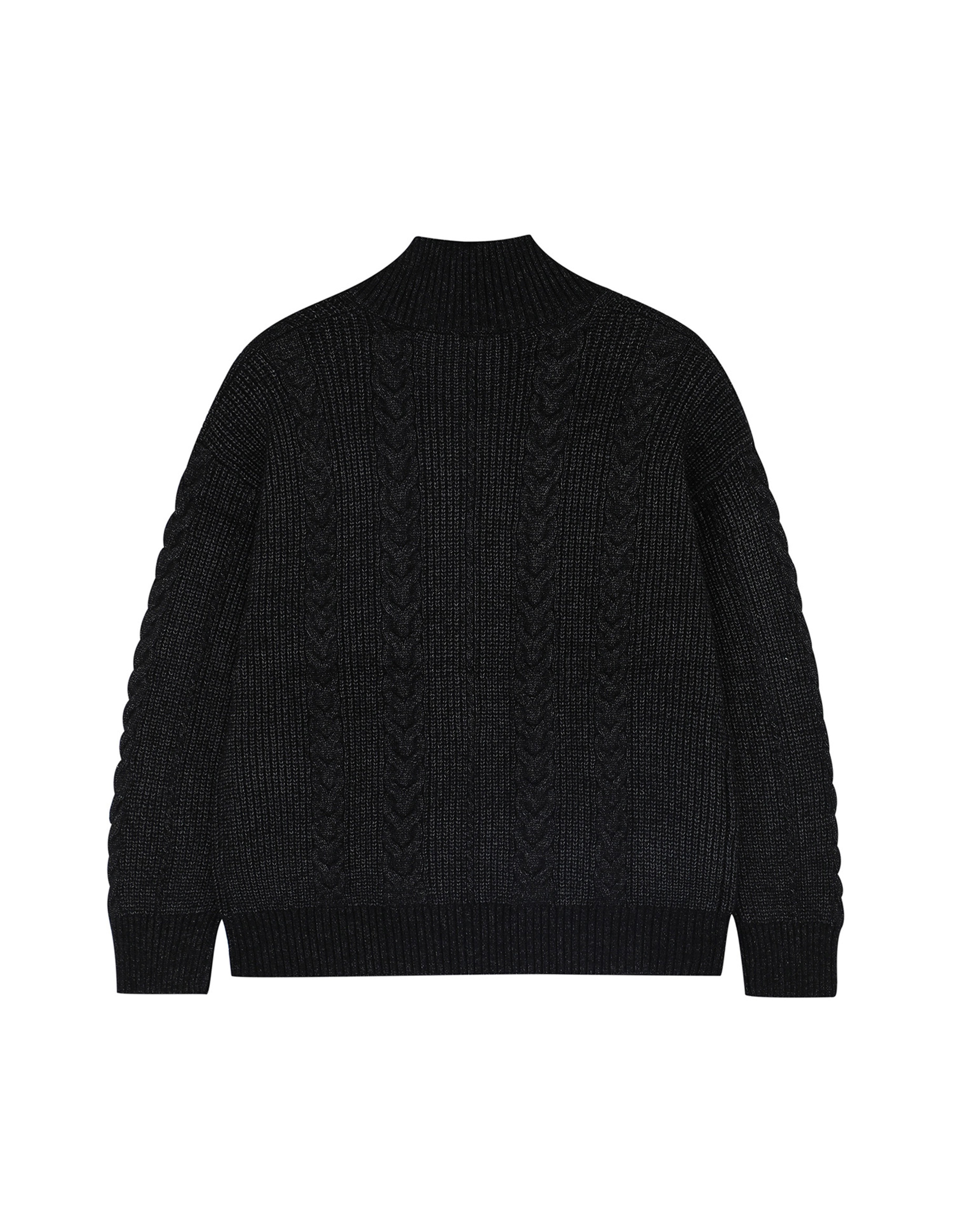BAKYARDER Cable Knit Zip-Up Cardigan Sweater