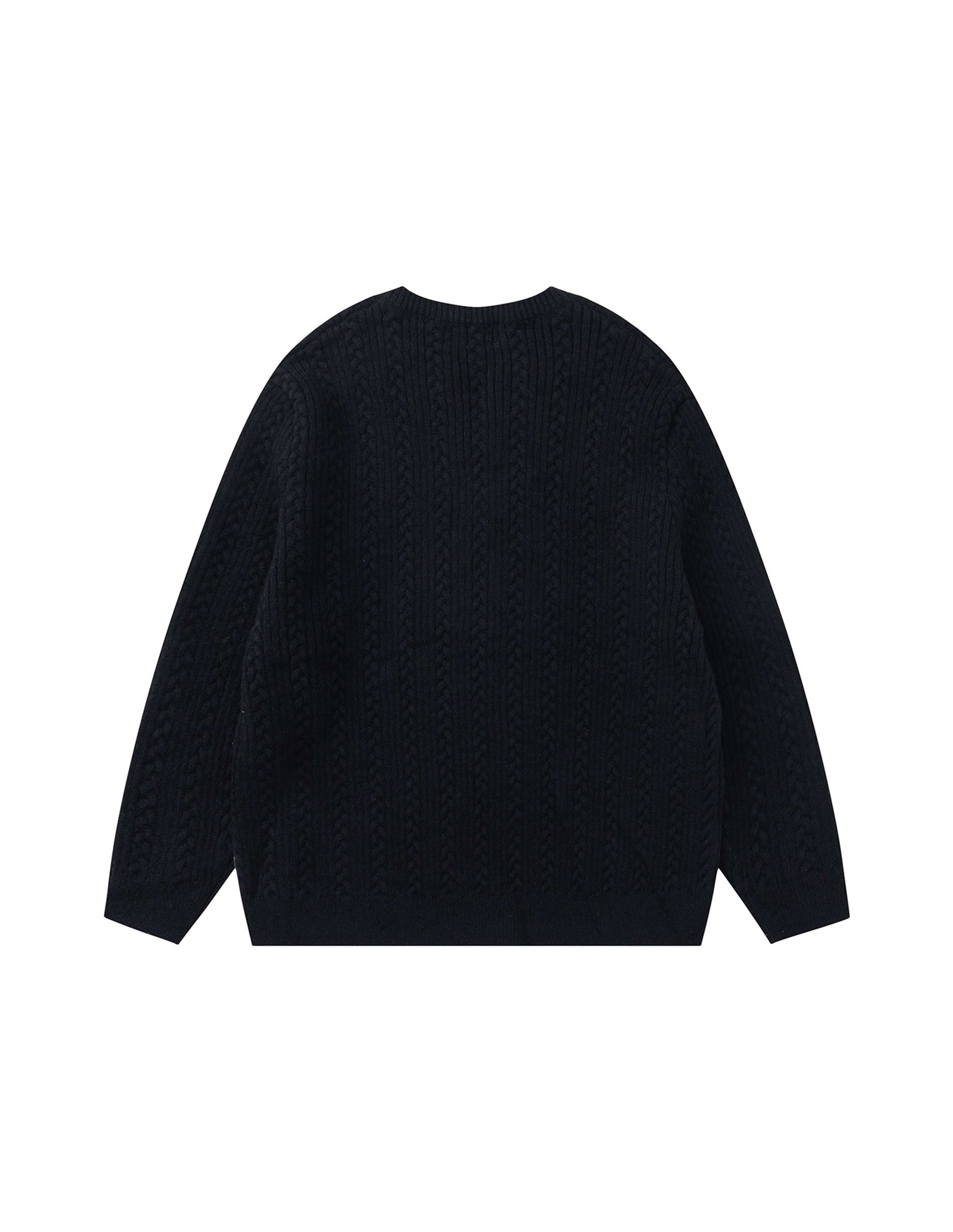 BAKYARDER Vintage V-Neck Cable Knit Pullover Sweater