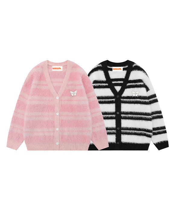 BAKYARDER Vintage Mohair Ombre Stripe Cardigan