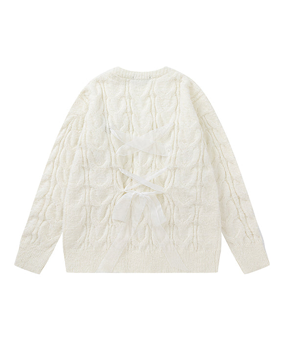 BAKYARDER Vintage Bowknot Preppy Cardigan Sweater