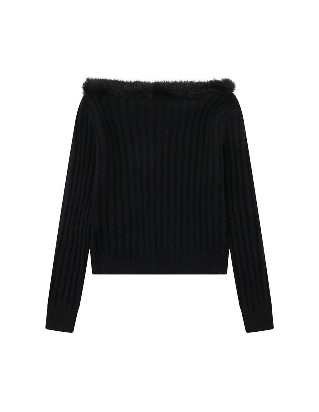 BAKYARDER Women’s Vintage Cable Knit Off-Shoulder Sweater