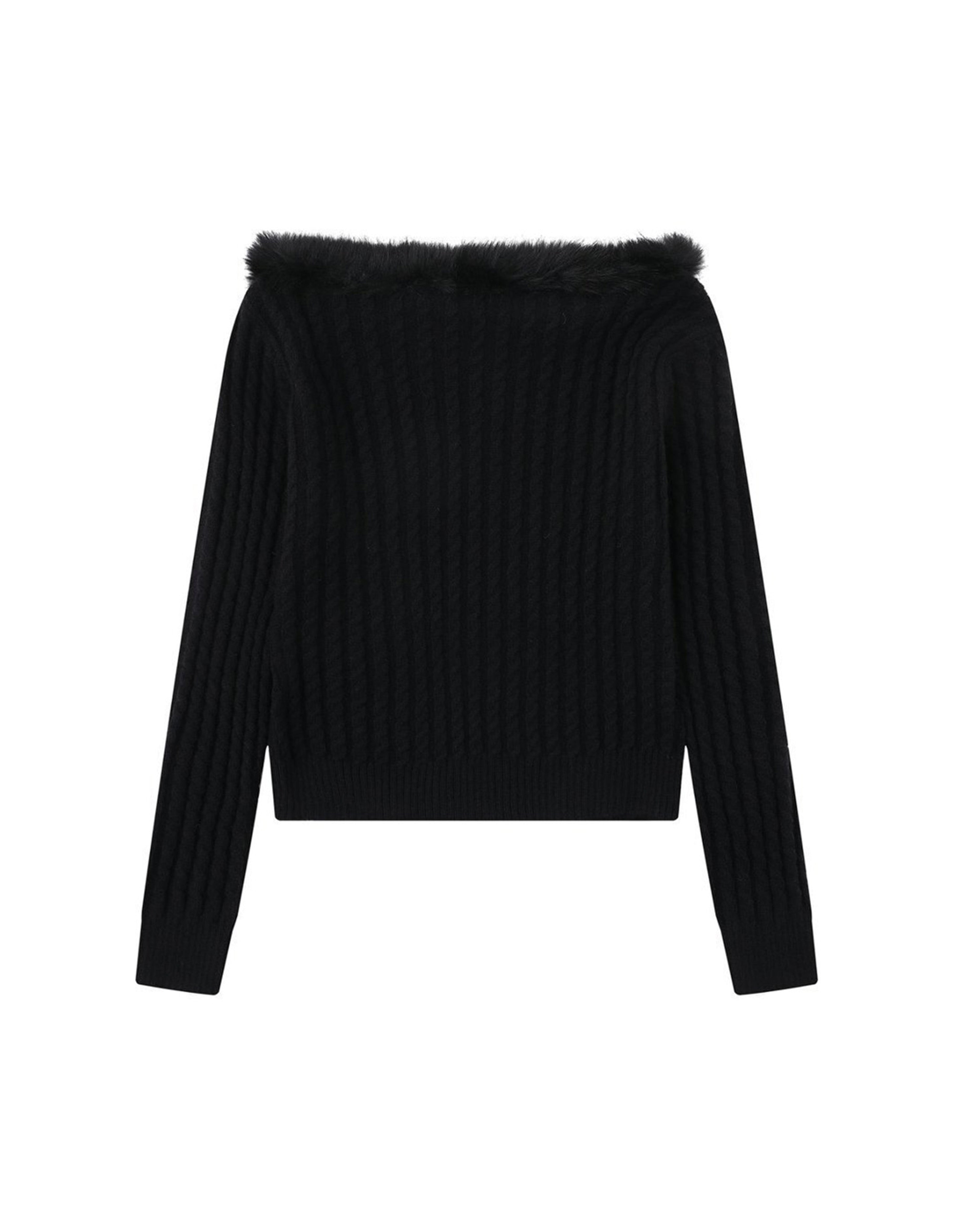 BAKYARDER Women’s Vintage Cable Knit Off-Shoulder Sweater