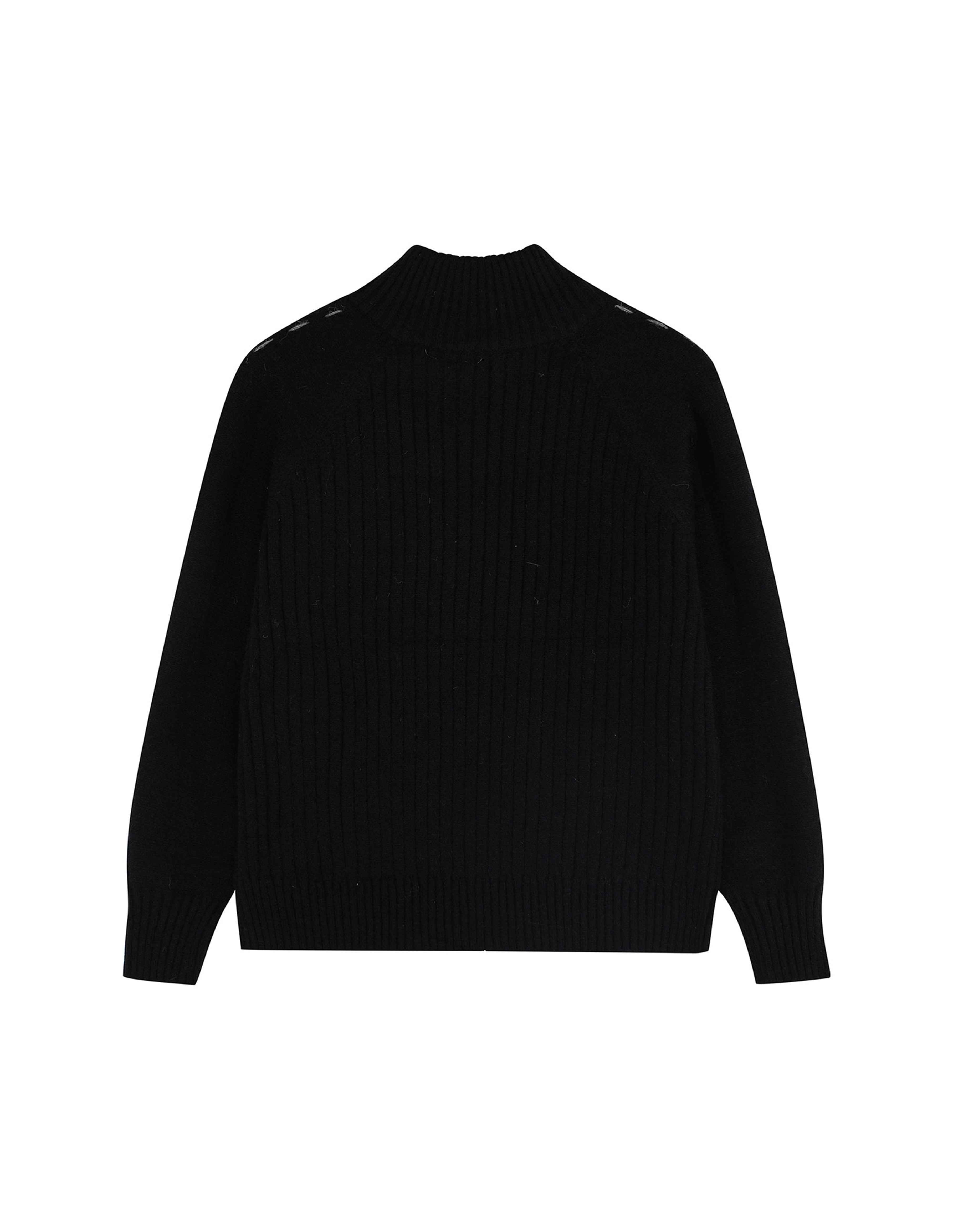 BAKYARDER Vintage Striped Zip-Up Turtleneck Cardigan Sweater