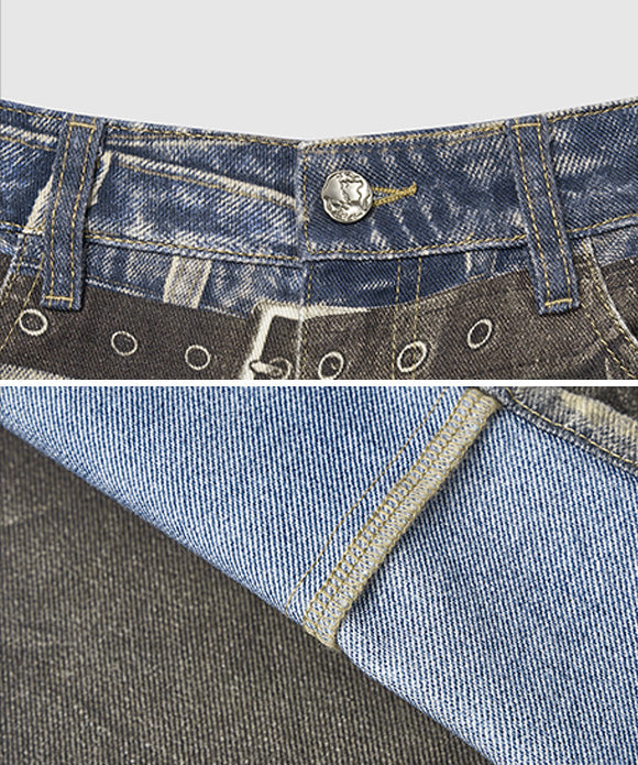 BAKYARDER  Vintage Faux Two-Piece Illusion Jeans