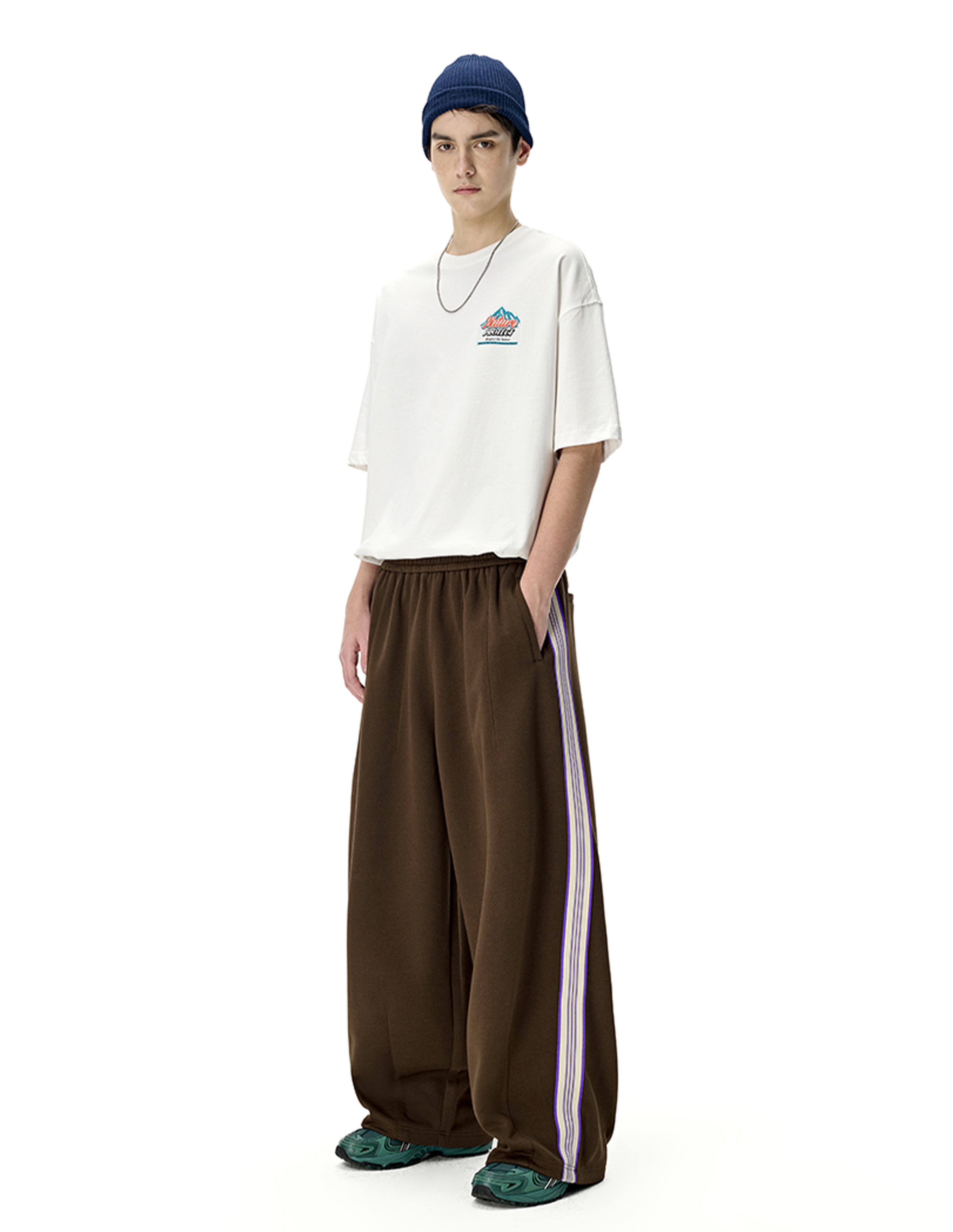 BAKYARDER Vintage Sports Stripe Wide-Leg Pants