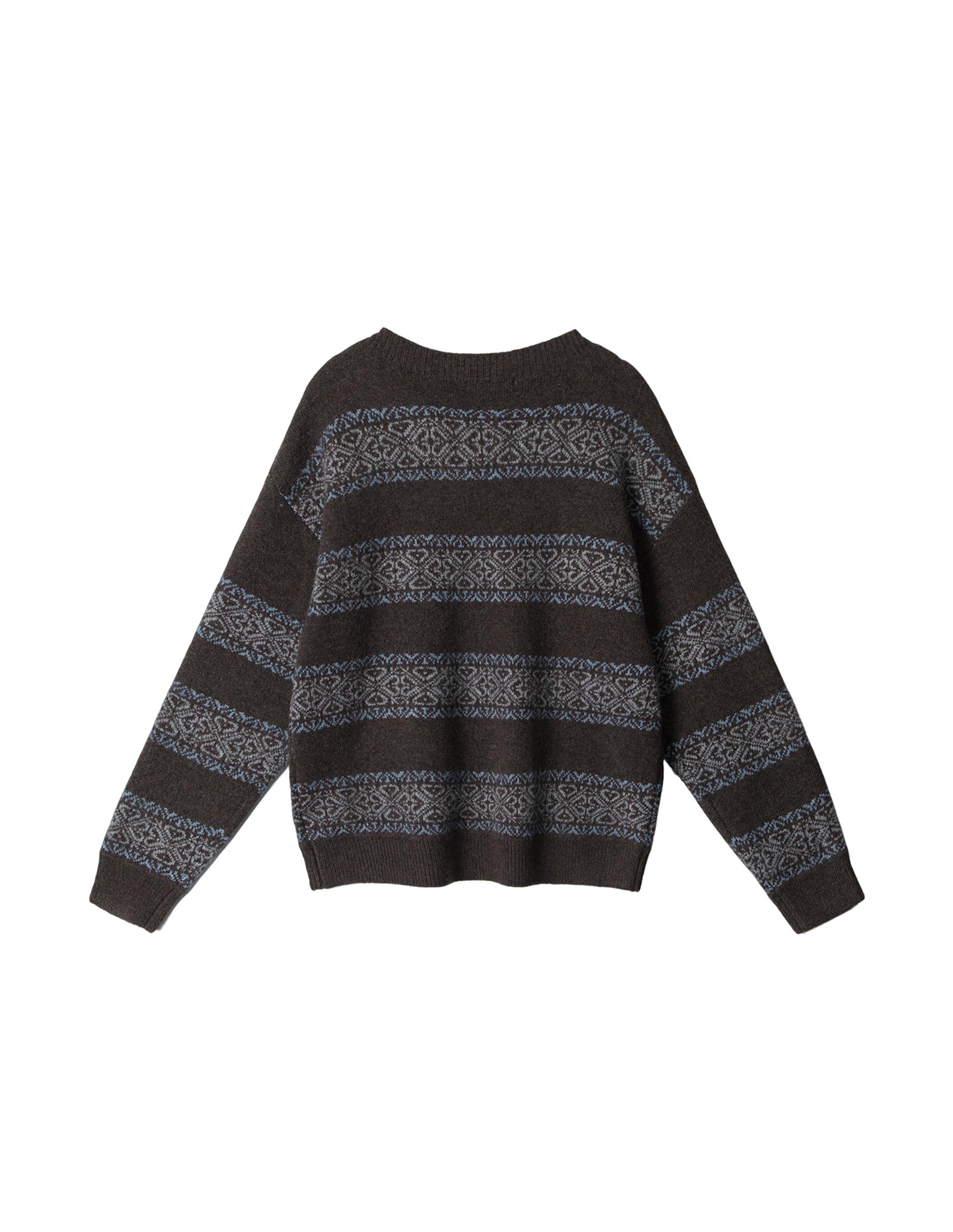 BAKYARDER Vintage V-Neck Jacquard Pullover Sweater