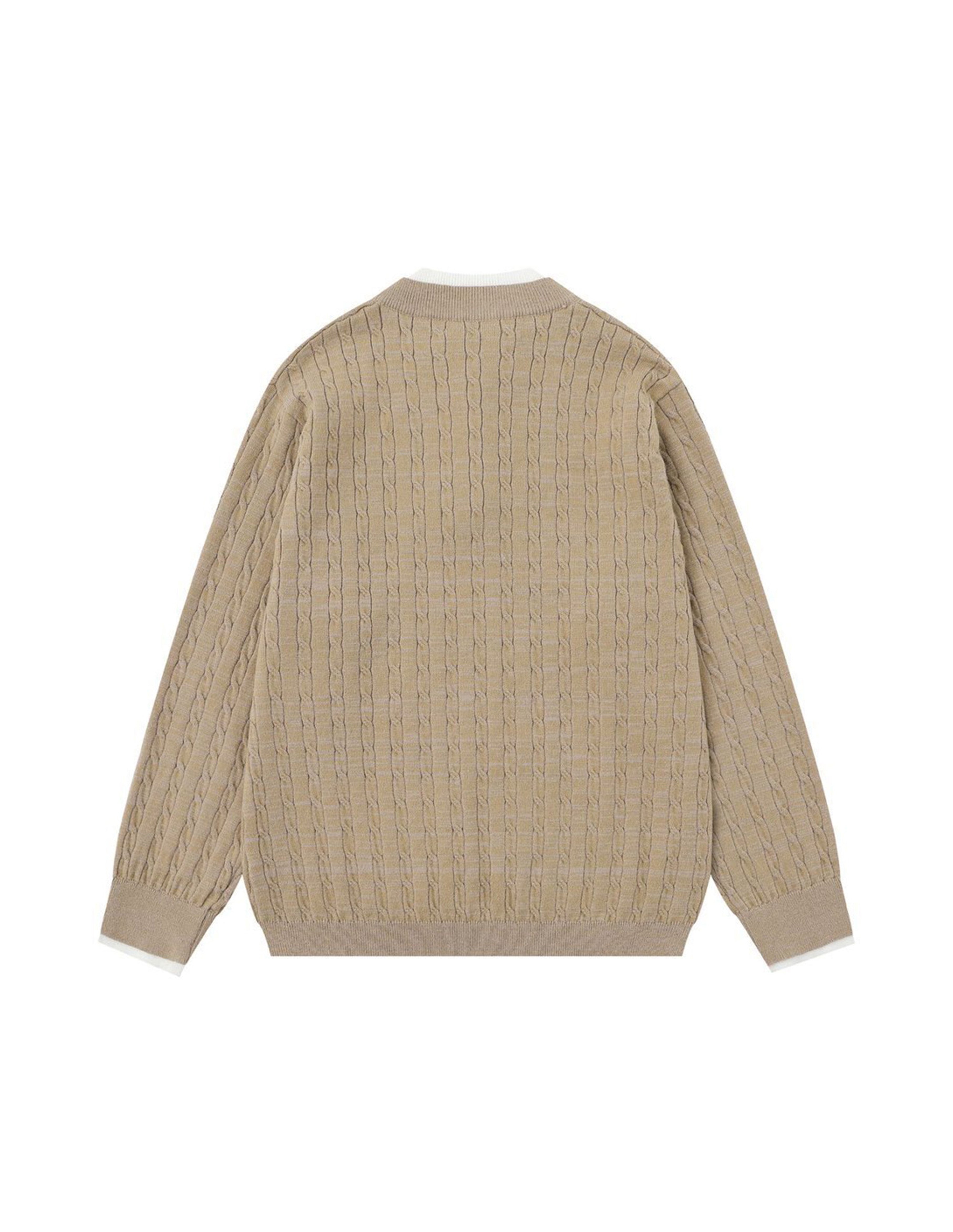 BAKYARDER Cable Knit Henley Faux Two-Piece Sweater