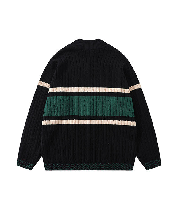 BAKYARDER Vintage Color-Block Knitted Cardigan