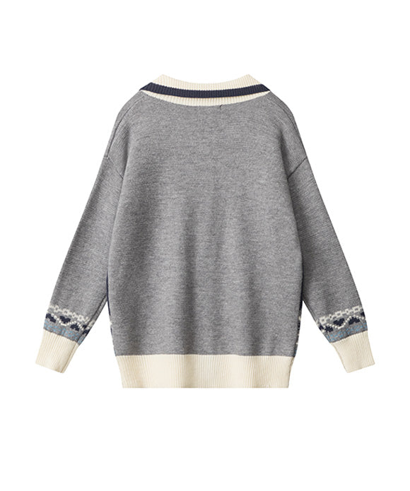 BAKYARDER  Vintage Jacquard Lazy Cardigan Sweater