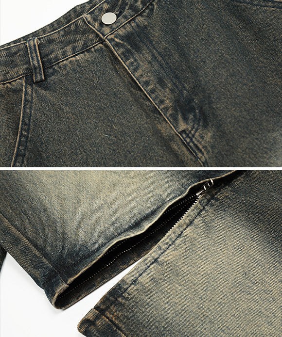 BAKYARDER Vintage Removable Patchwork Denim Pants