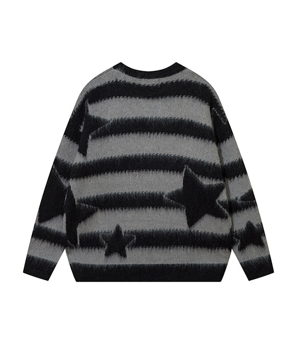 BAKYARDER Vintage Striped Star Sweater