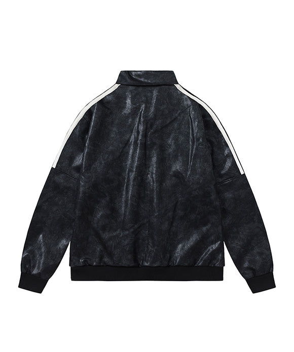 BAKYARDER Vintage Striped Leather Jacket