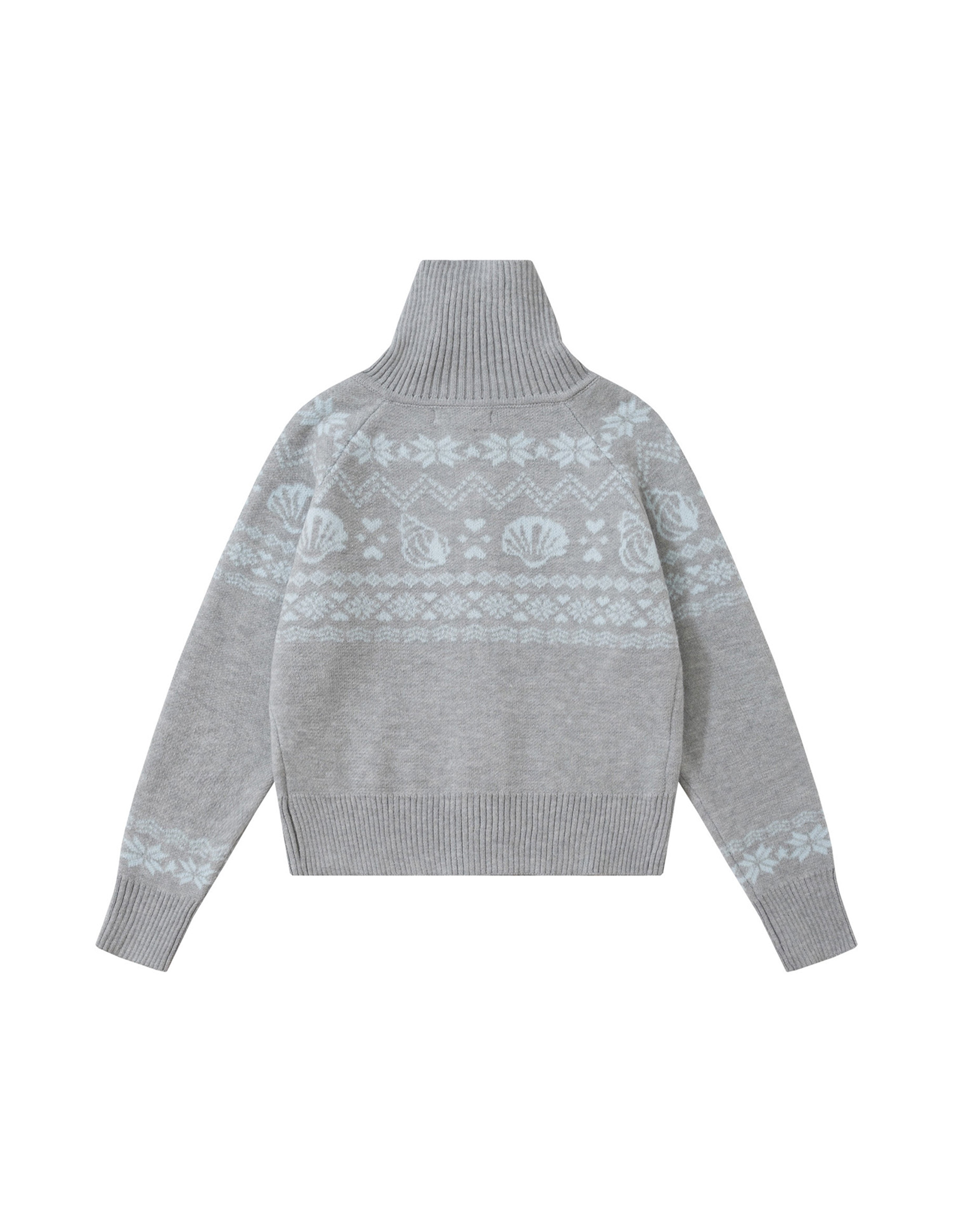 BAKYARDER Vintage Jacquard Turtleneck Zip Cardigan