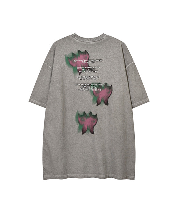 BAKYARDER  Butterfly Print Short Sleeve T-Shirt