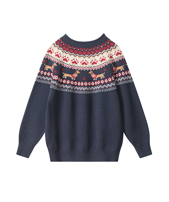 BAKYARDER  Vintage Dog Jacquard Sweater