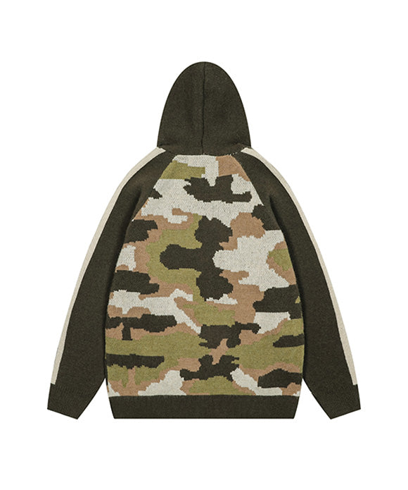 BAKYARDER Vintage Camouflage Hooded Sweater