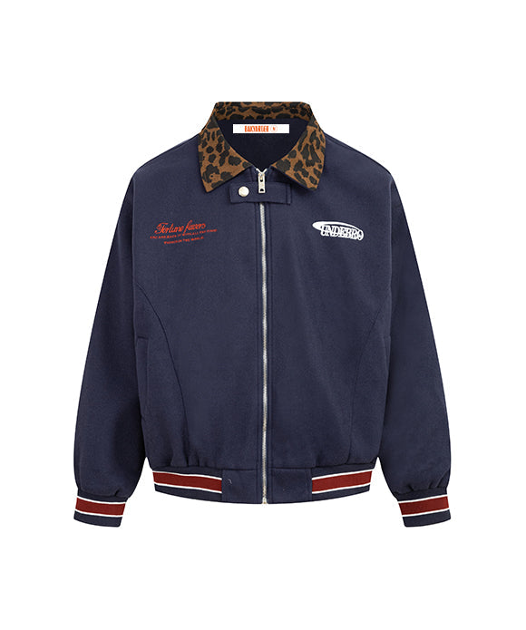 BAKYARDER Vintage Leopard Print Collared Jacket