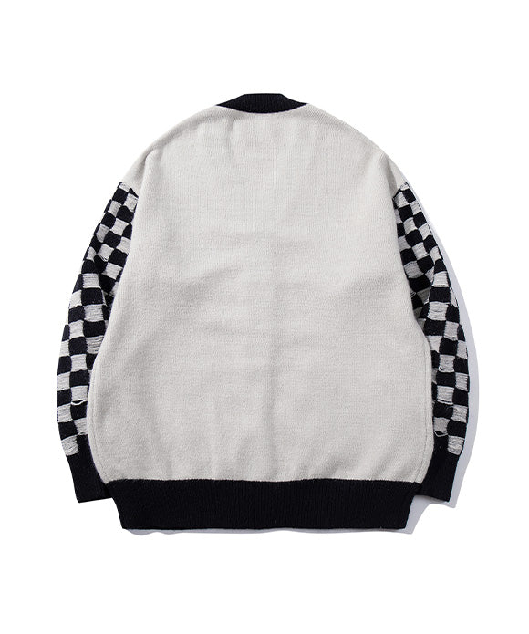 BAKYARDER Vintage Plaid Monster Cardigan Sweater