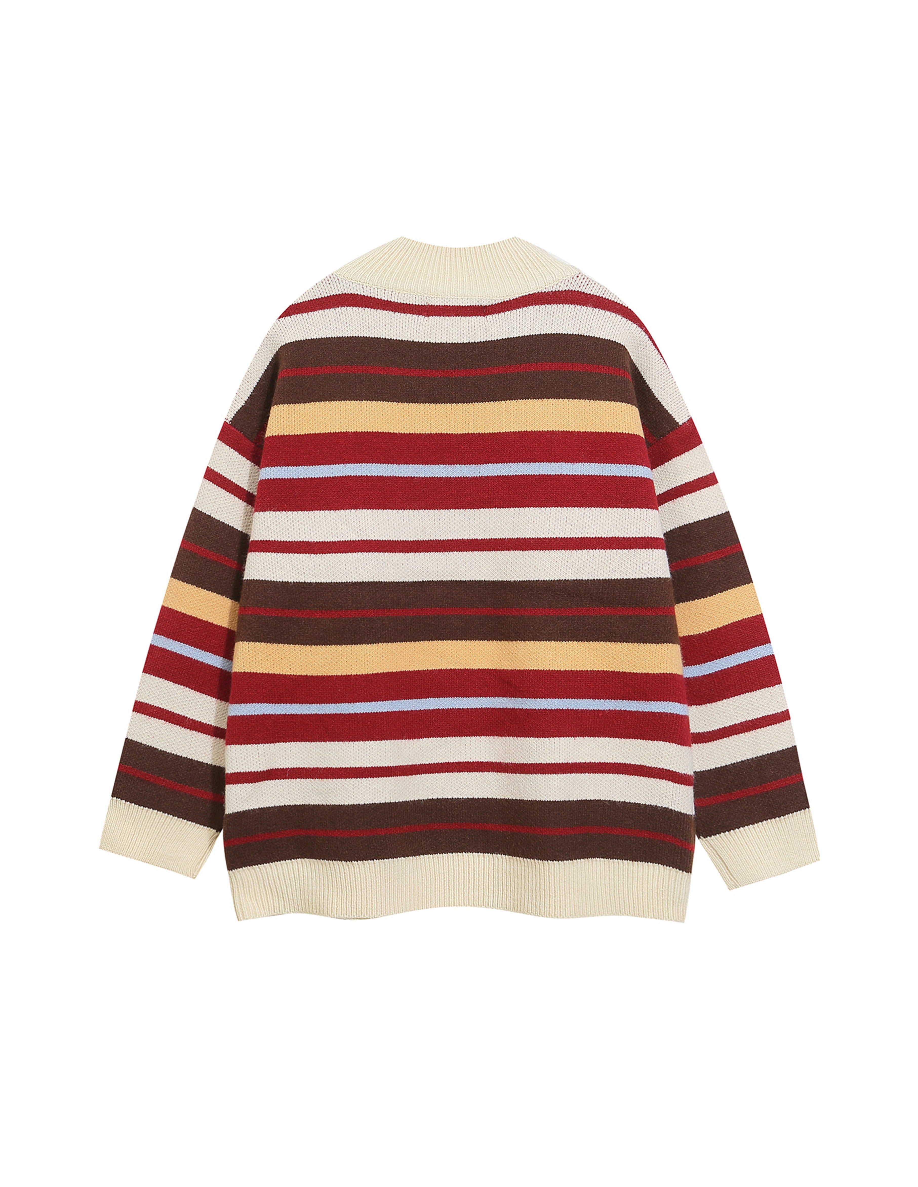 BAKYARDER Vintage Striped Collegiate Zip-Up Cardigan Sweater