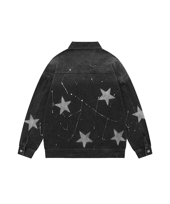 BAKYARDER Vintage Star Graffiti Denim Jacket