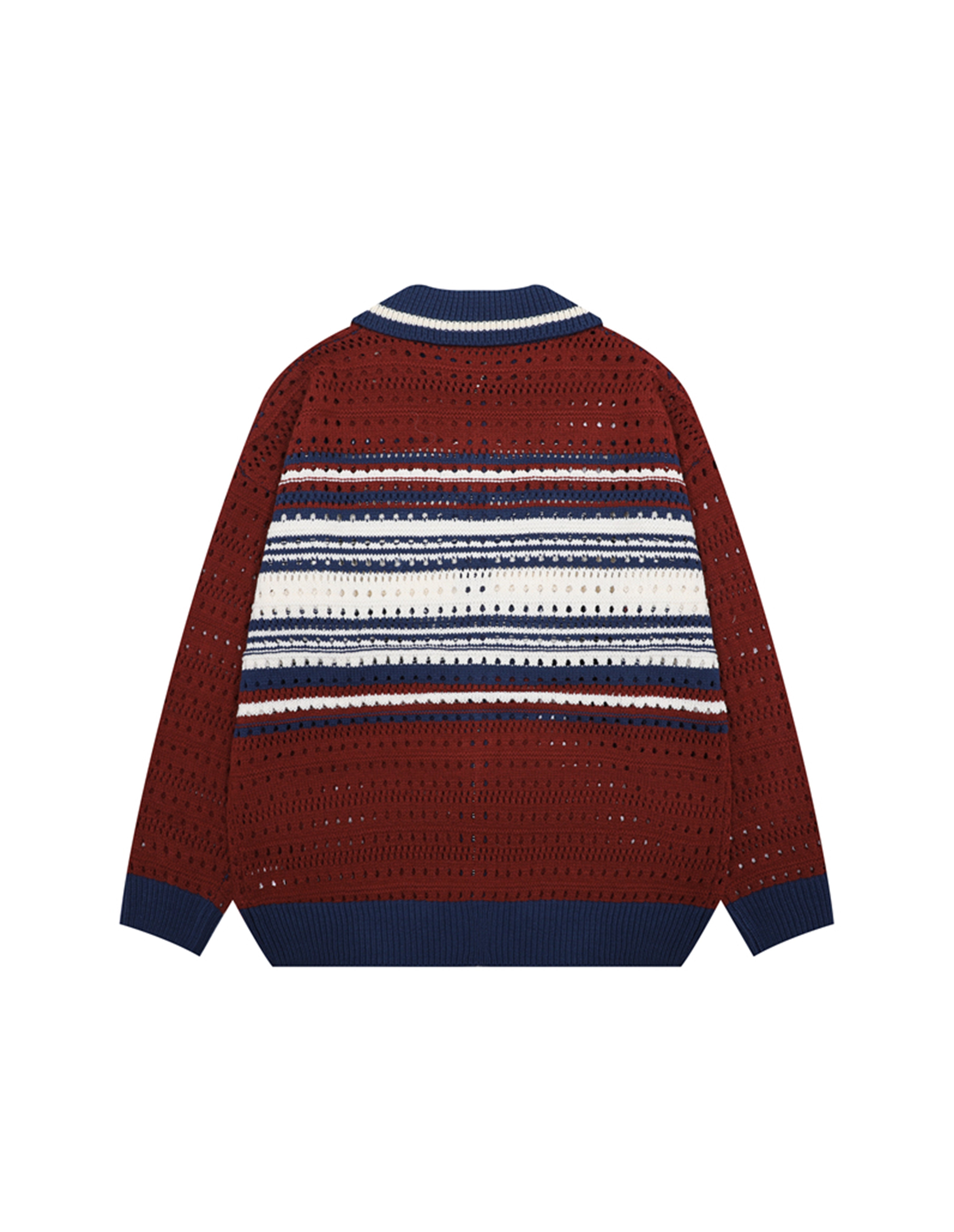 BAKYARDER Vintage Striped Color-Block Cardigan Sweater