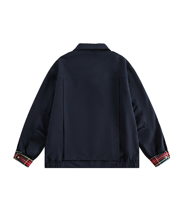 BAKYARDER  Vintage Collegiate Embroidered Plaid Jacket