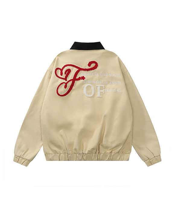 BAKYARDER Vintage Letter Embroidery Casual Jacket
