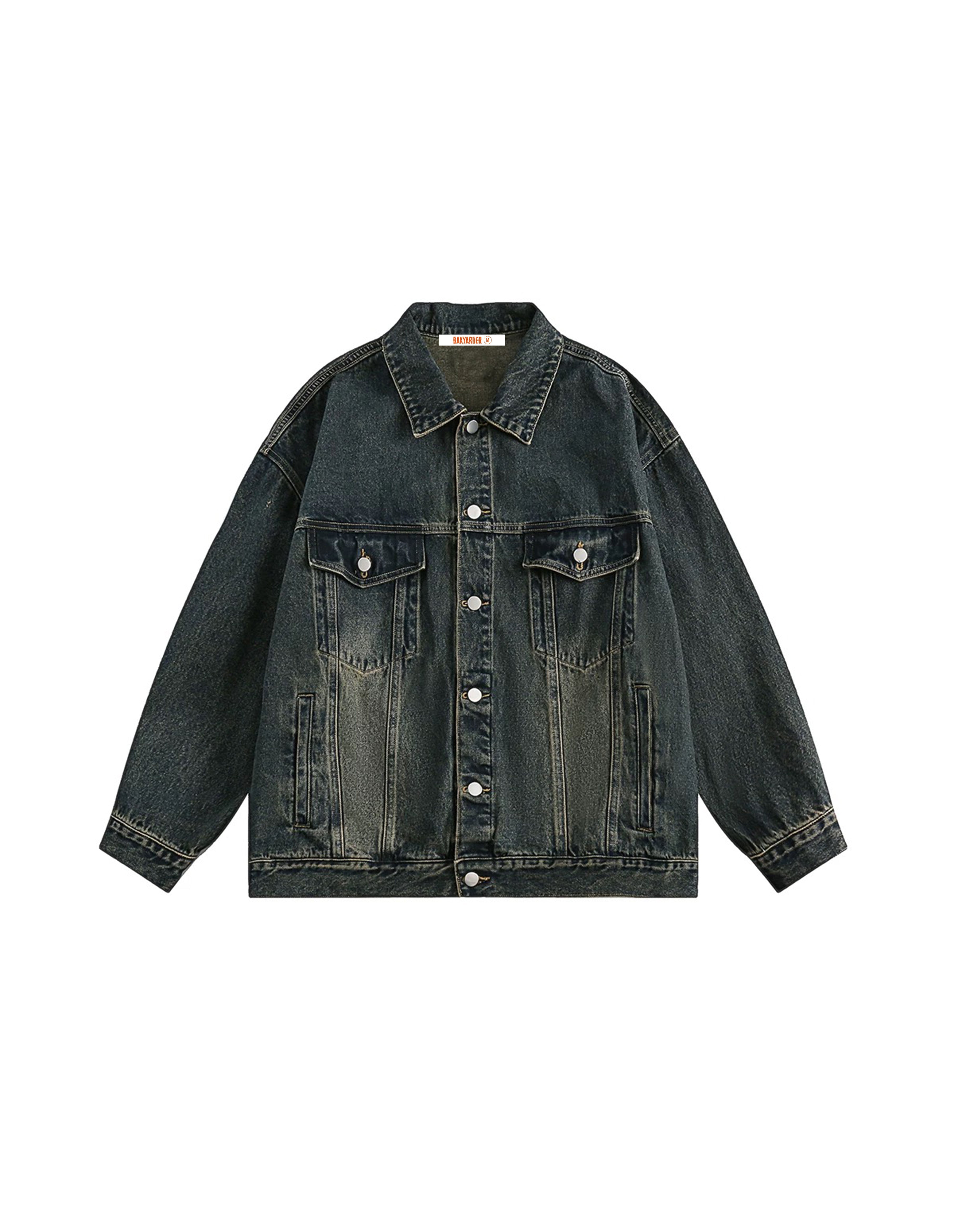 BAKYARDER Vintage Polo Collar Denim Jacket