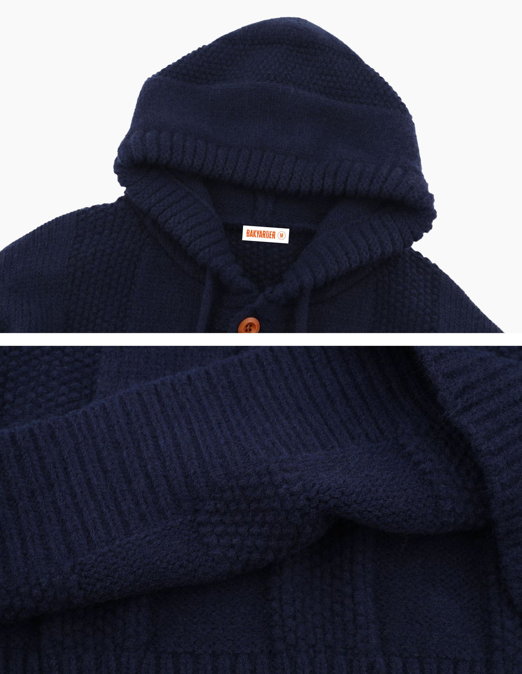 BAKYARDER Waffle Knit Hoodies Heavy Pullover Hooded Unisex Button Oversized Sweaters