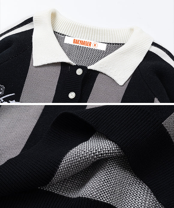 BAKYARDER Vintage Letter Varsity Knit Sweater