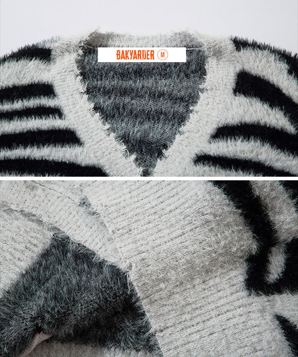 BAKYARDER Vintage Color Block Knit Cardigan