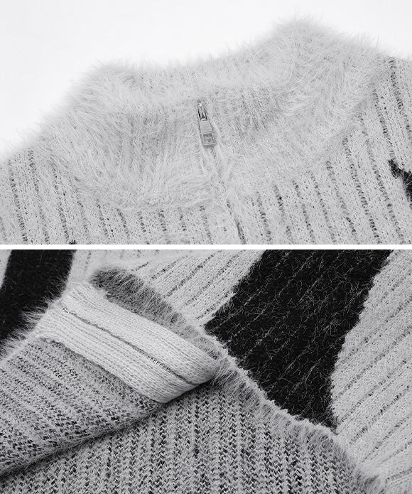 BAKYARDER Vintage Color Block Letter Star Sweater