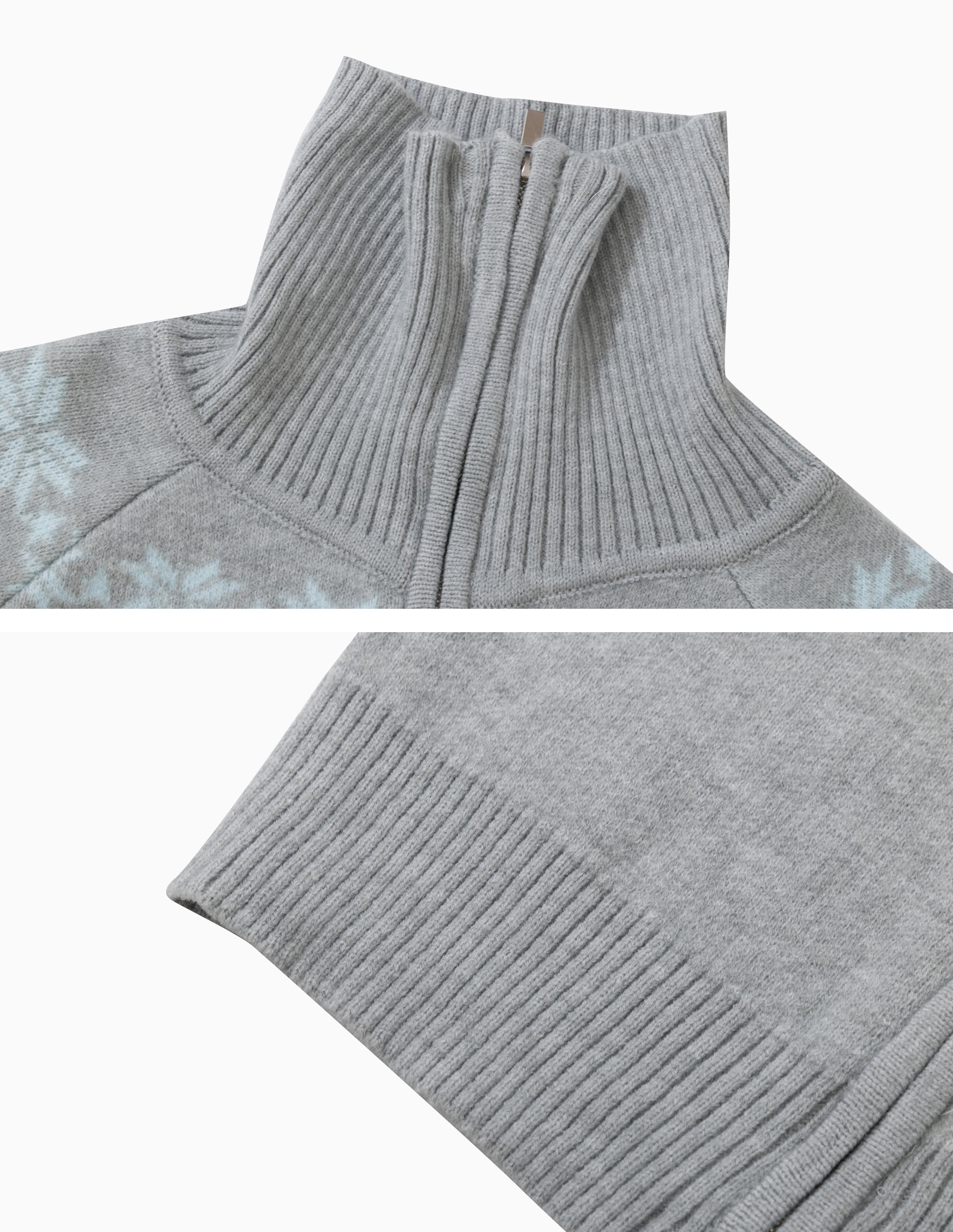 BAKYARDER Vintage Jacquard Turtleneck Zip Cardigan