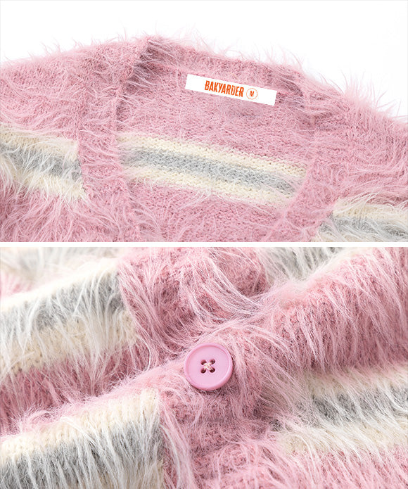 BAKYARDER Vintage Color Block Striped Heart Sweater