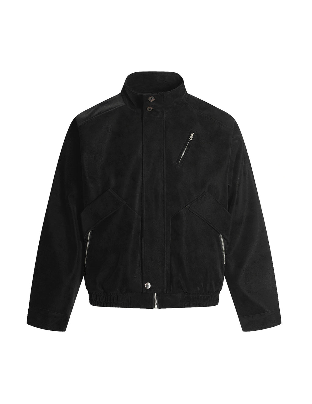 BAKYARDER 3D Panel Zip Pocket Moto PU Leather Jacket