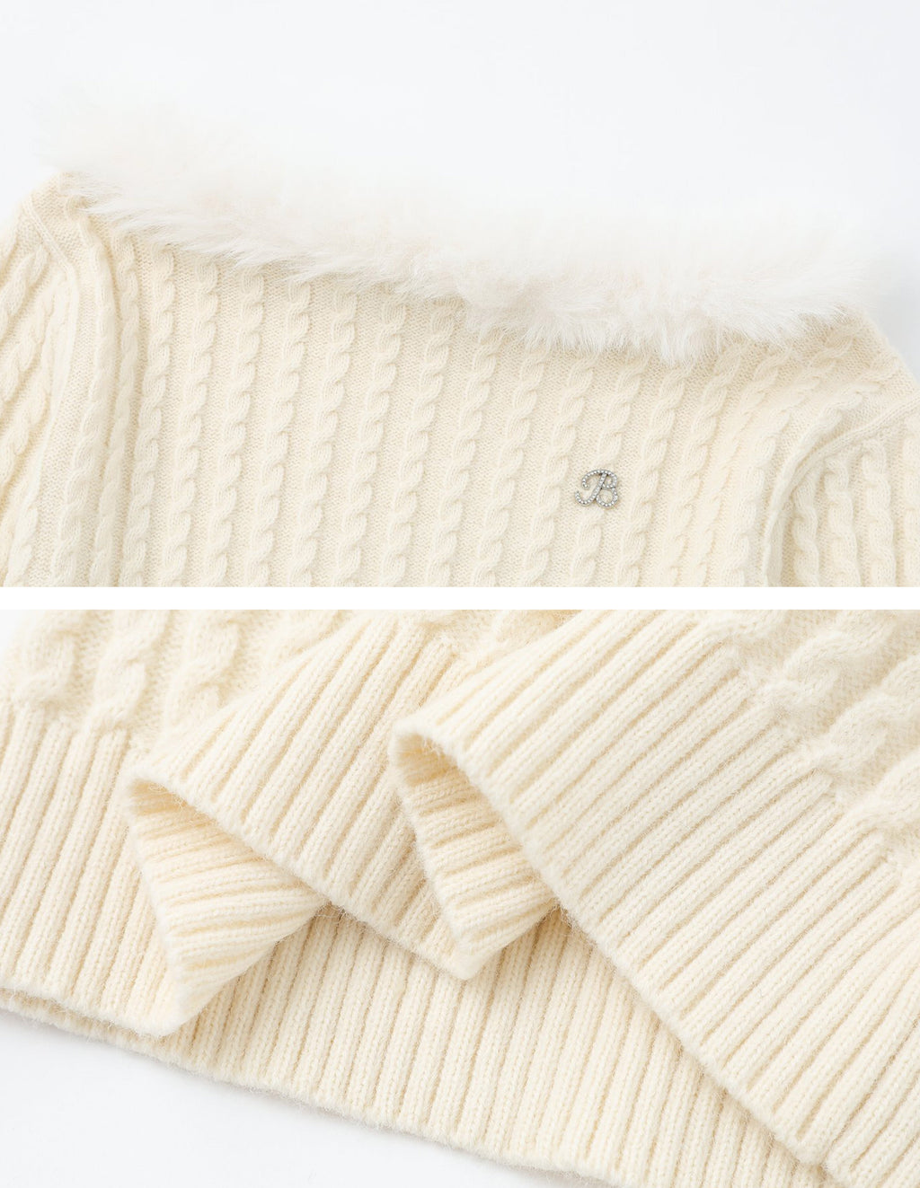 BAKYARDER Women’s Vintage Cable Knit Off-Shoulder Sweater