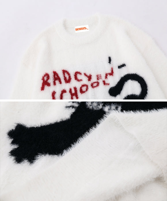 BAKYARDER Vintage Cat Plush Sweater