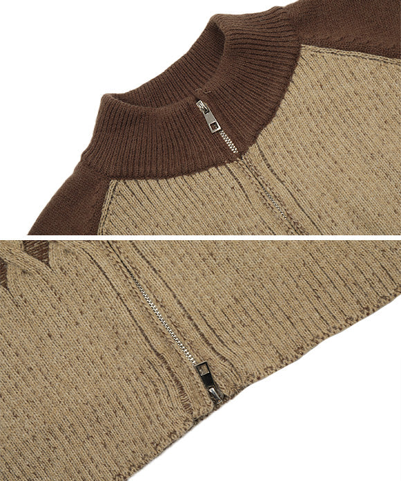 BAKYARDER Vintage Color Block Patchwork Cardigan Sweater