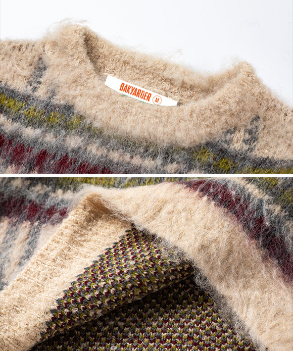 BAKYARDER Vintage Color-Block Stripe Knit Sweater