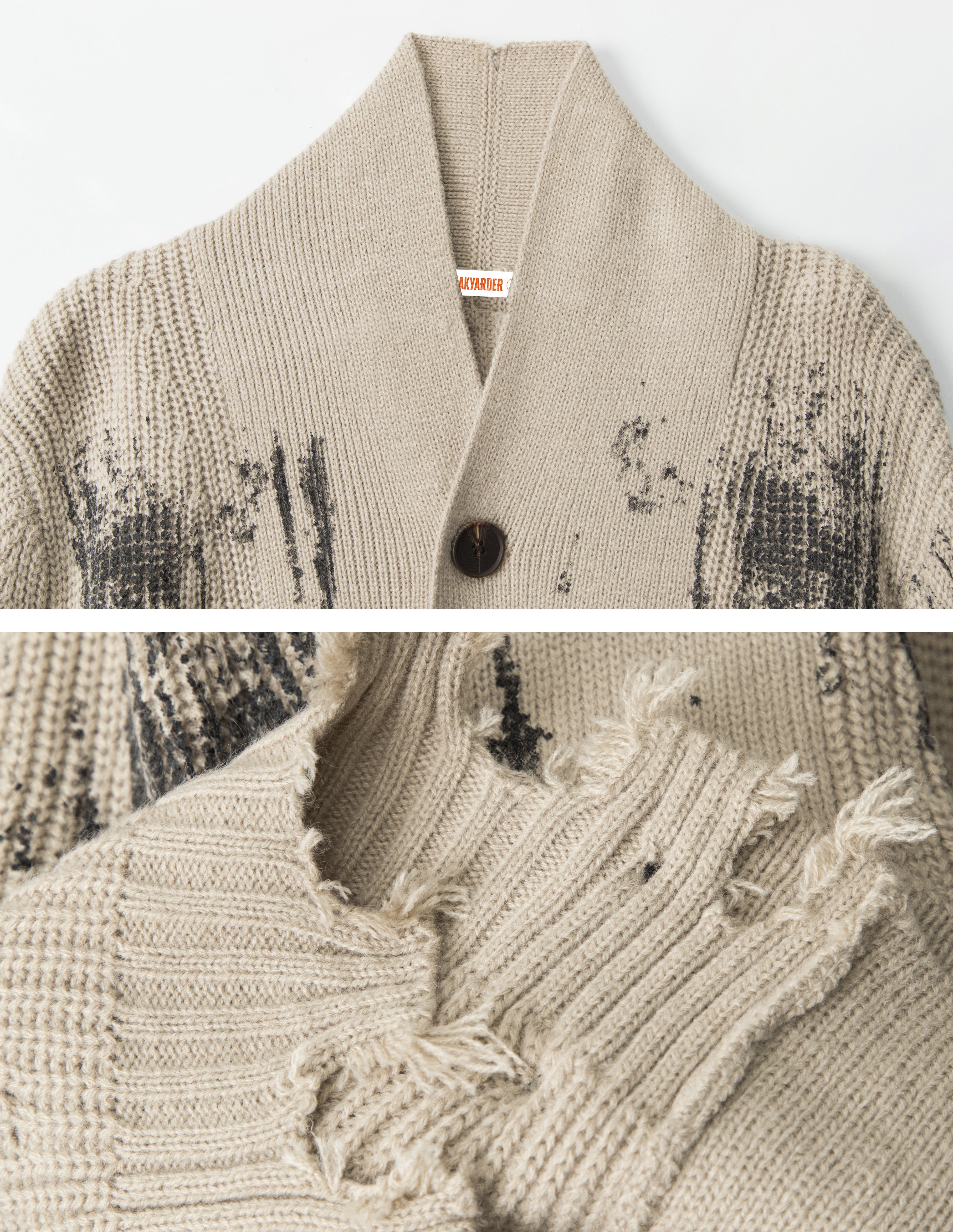 BAKYARDER Vintage Tie-Dye Distressed Cardigan Sweater