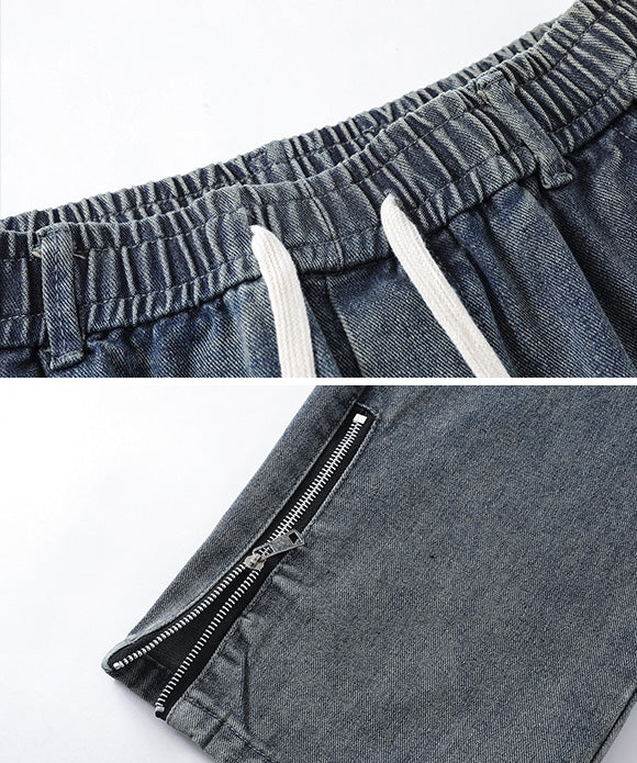 BAKYARDER  Vintage Washed Wide-Leg Zipper Pants