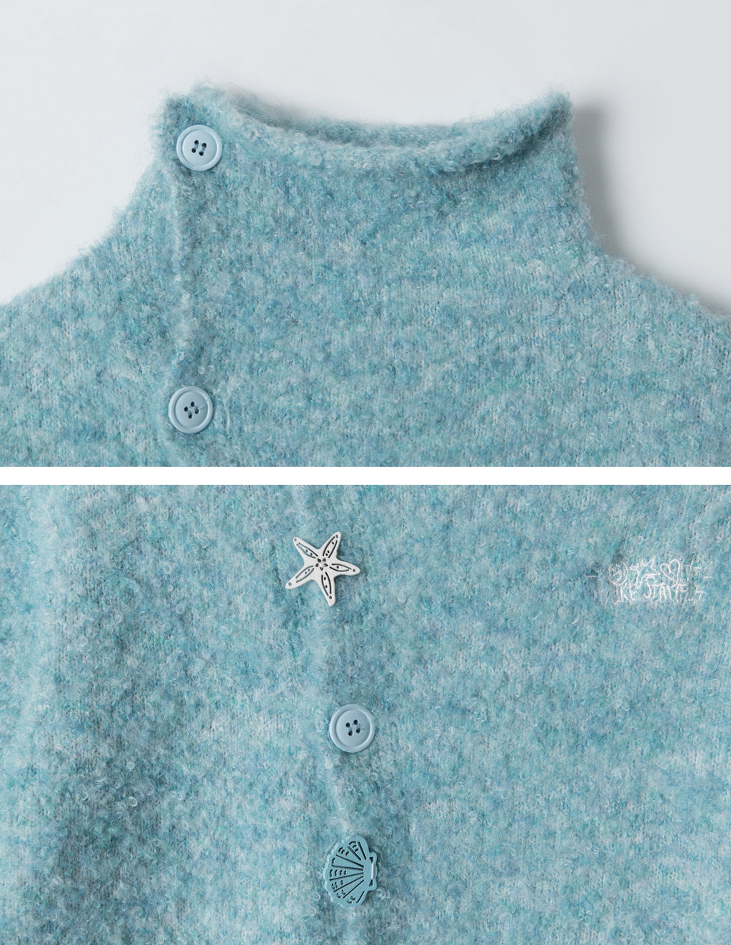 BAKYARDER Women's Star Button Asymmetric Cropped Cardigan Sweater