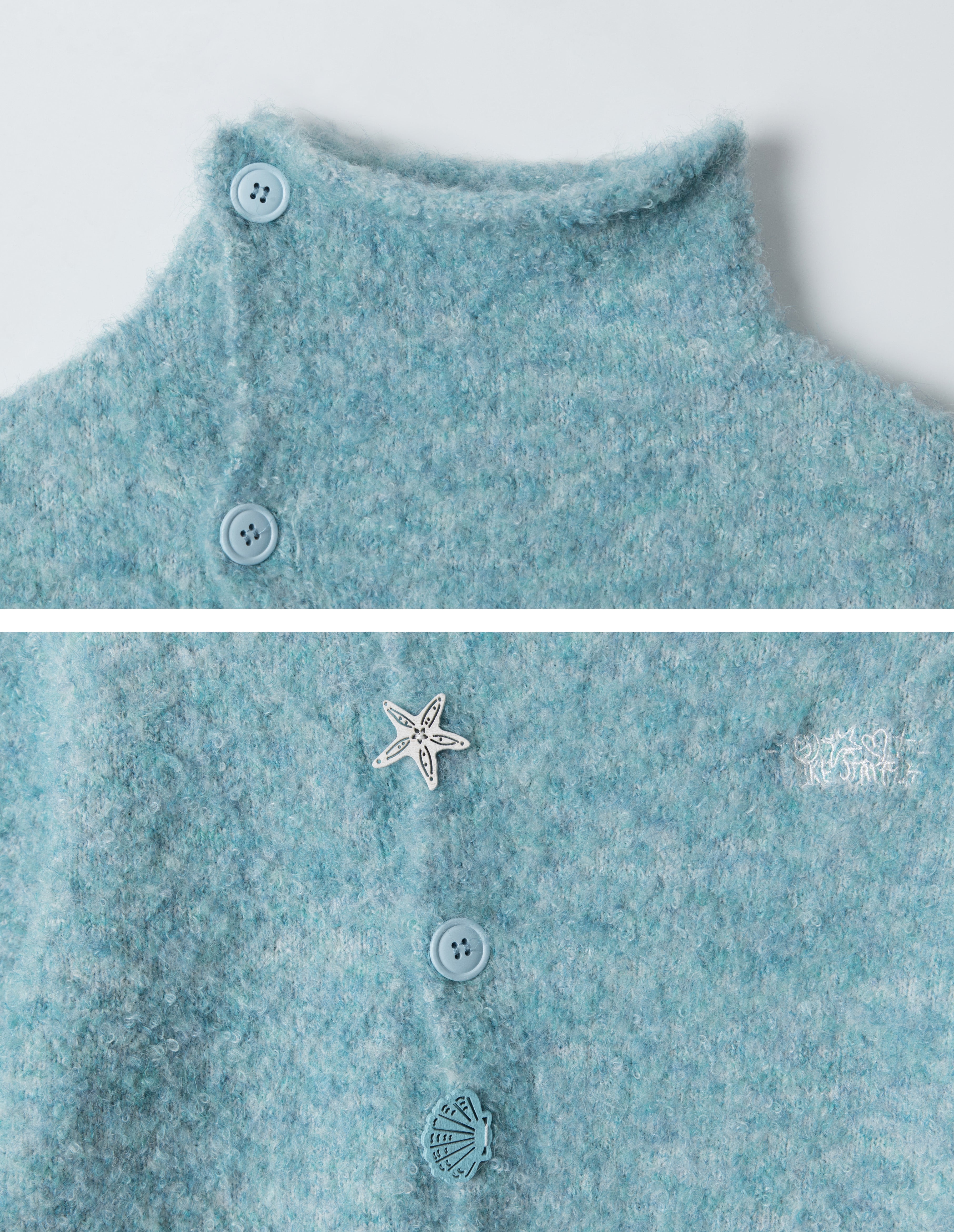 BAKYARDER Women's Star Button Asymmetric Cropped Cardigan Sweater