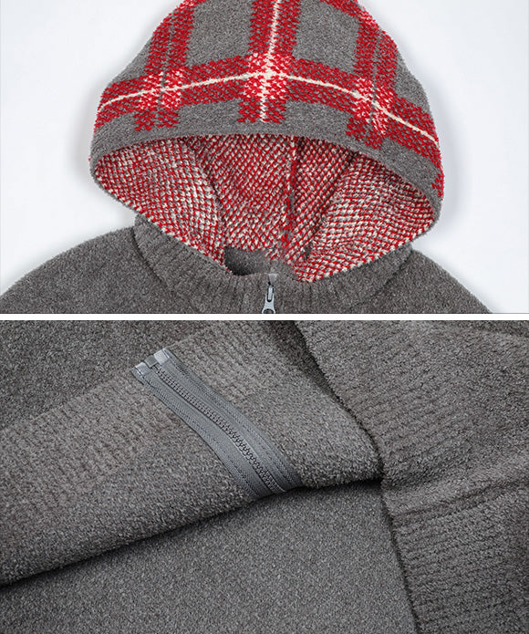 BAKYARDER Vintage Plaid Hoodie Sweater