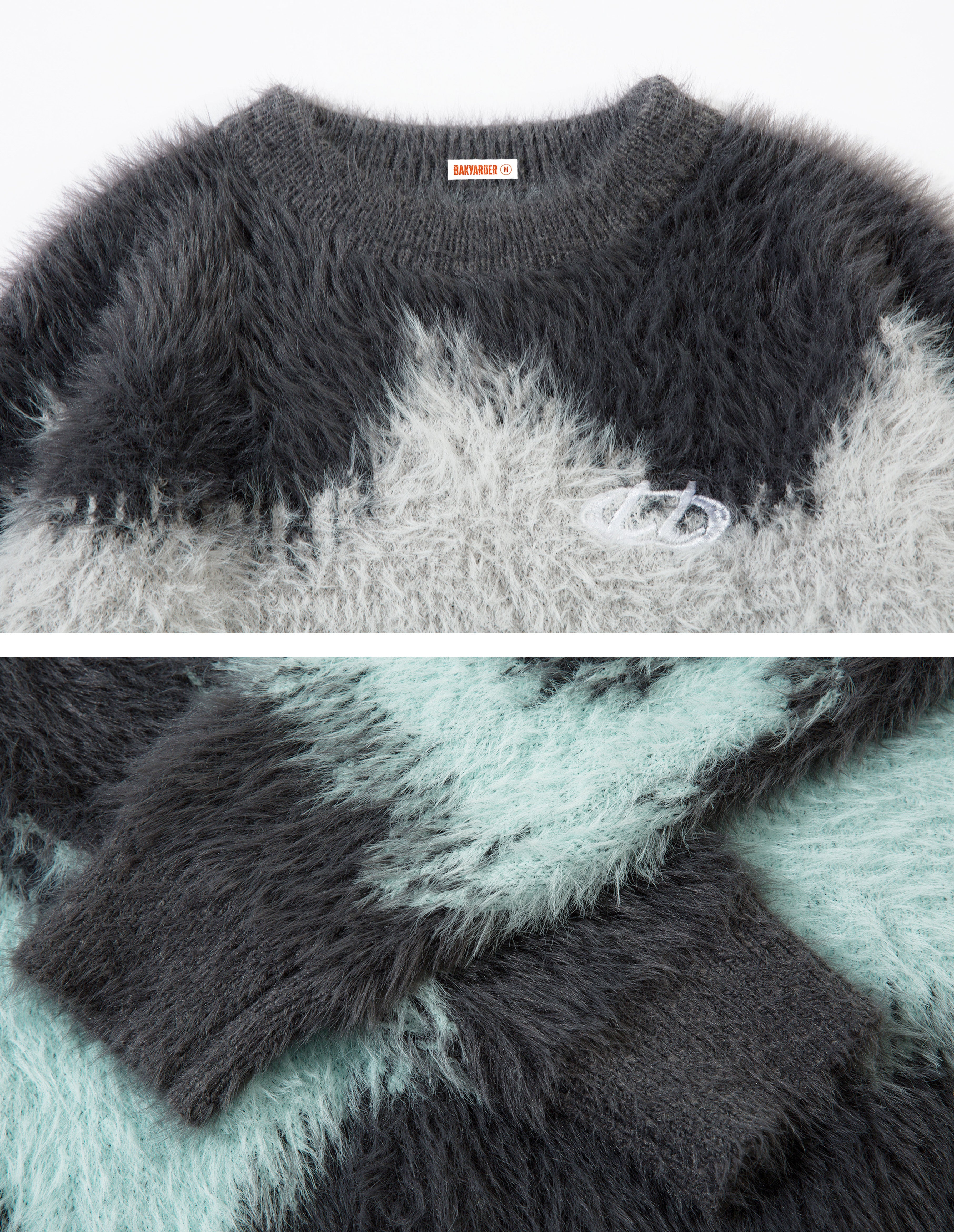 BAKYARDER Casual Fuzzy Color-Block Pullover Sweater