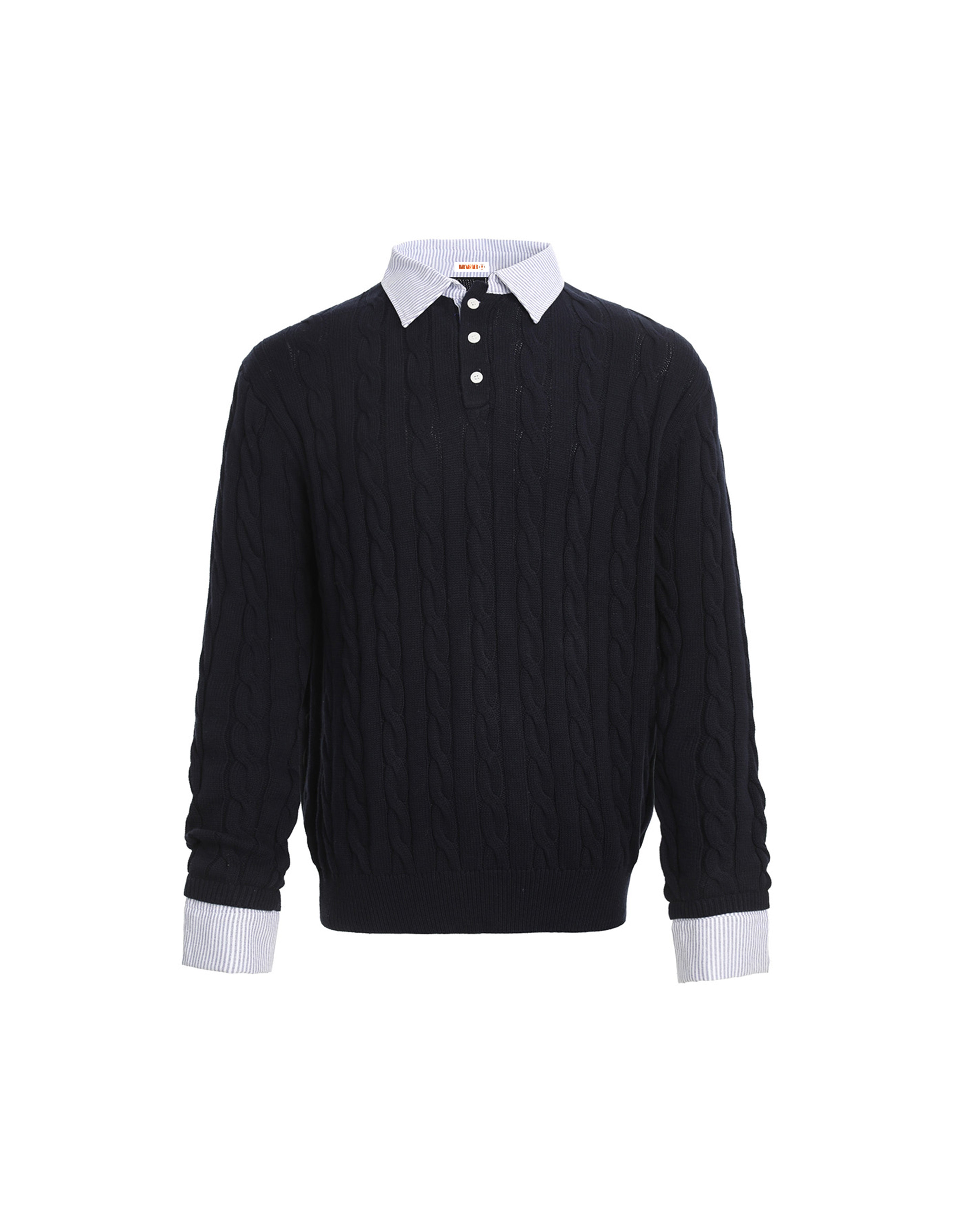 BAKYARDER Cable Knit Layered-Look Pullover Sweater