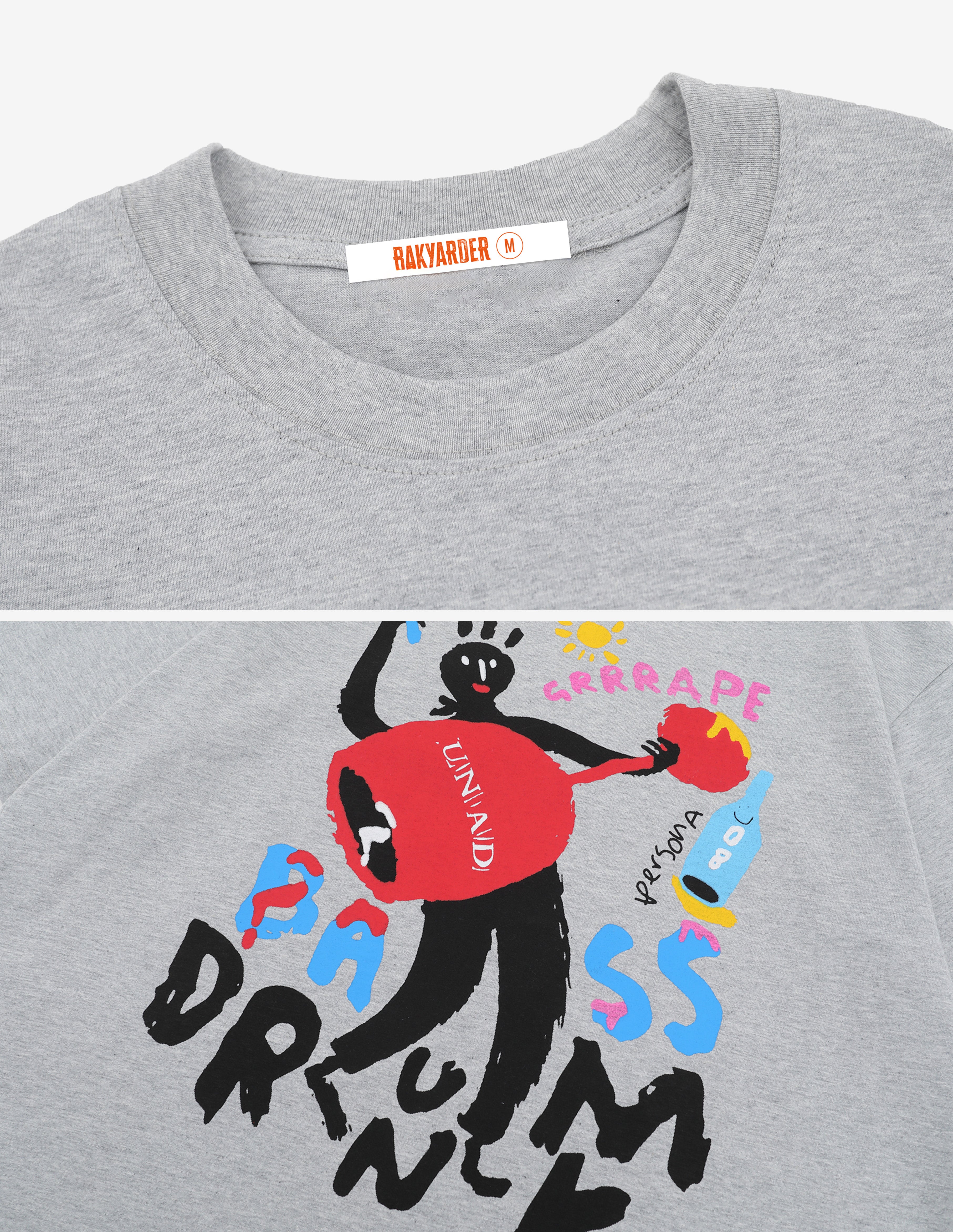 BAKYARDER Vintage Graffiti Print T-Shirt