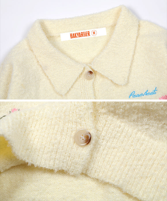BAKYARDER  Vintage Floral Knitted Cardigan