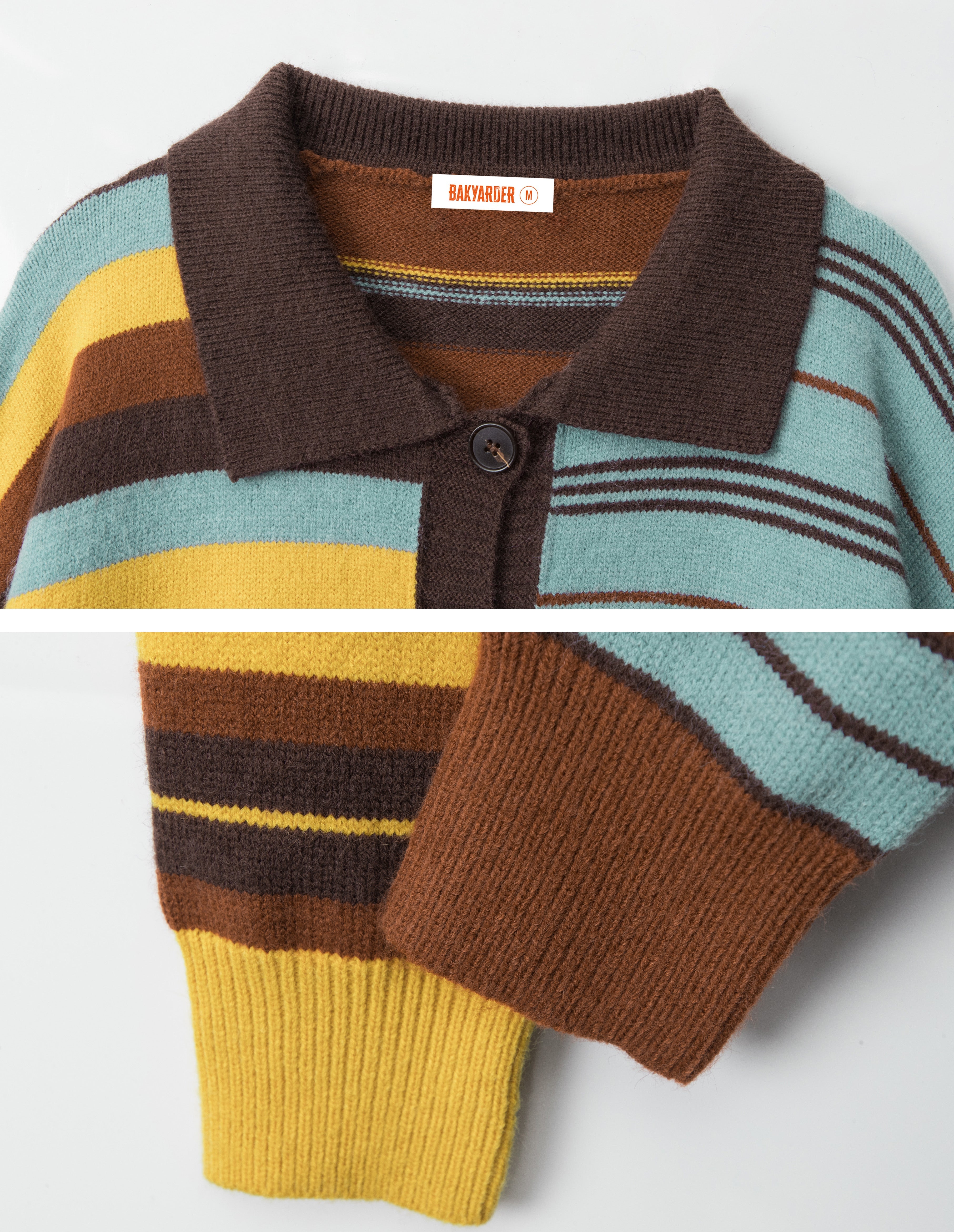 BAKYARDER Vintage Striped Contrast-Color Lapel Cardigan Sweater